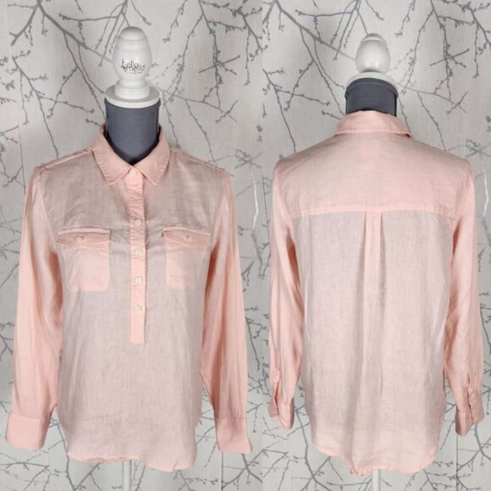 Core Life Blush Pink 100% Linen Button Popover Shirt